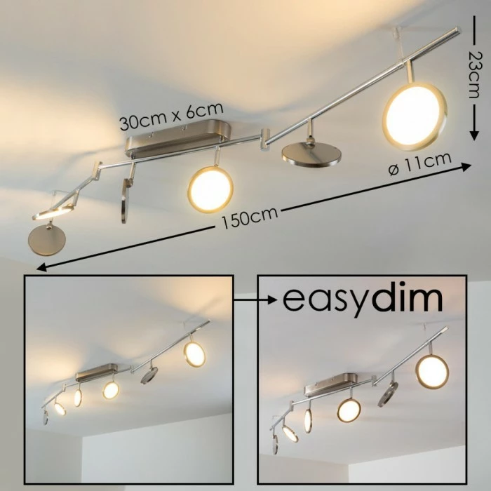 Hofstein Alberton Deckenleuchte LED Nickel-Matt, 6-flammig – Bild 3