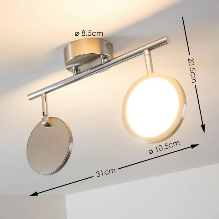 Hofstein Alberton Deckenleuchte LED Hellbraun, 2-flammig – Bild 2