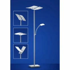 B-Leuchten DUO Deckenfluter LED Nickel-Matt, Chrom, 2-flammig