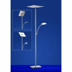 B-Leuchten MODENA Deckenfluter LED Nickel-Matt, Chrom, 2-flammig