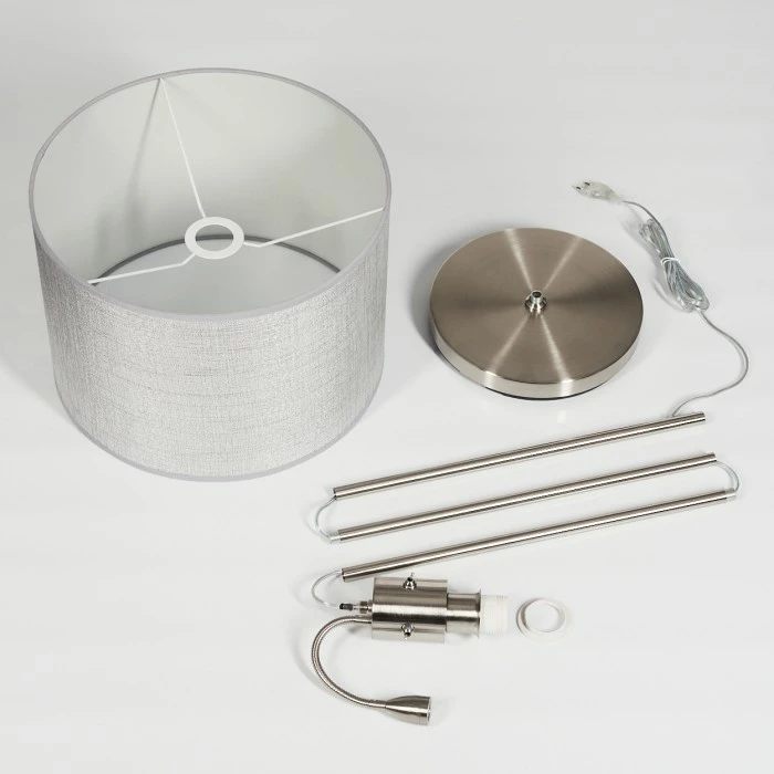 Hofstein Barruelo Stehleuchte LED Nickel-Matt, 2-flammig – Bild 5