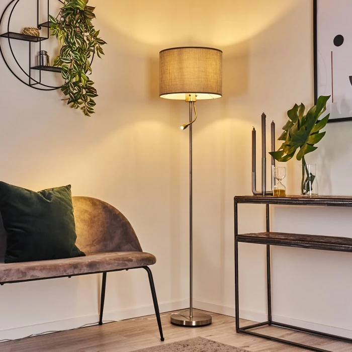 Hofstein Barruelo Stehleuchte LED Nickel-Matt, 2-flammig – Bild 7