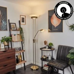 Hofstein Biot Deckenfluter LED Messing, 2-flammig