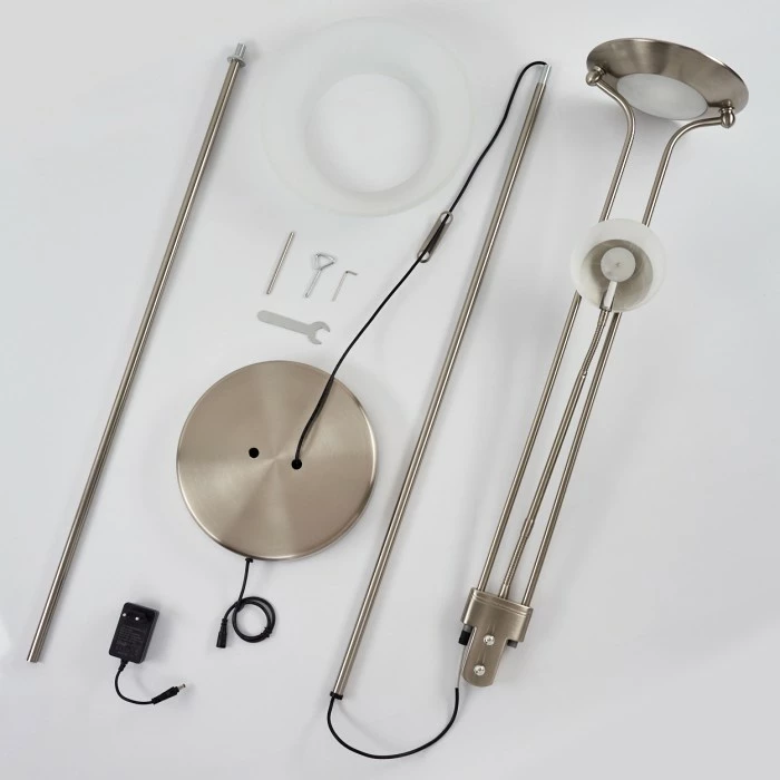 Hofstein Biot Deckenfluter LED Nickel-Matt, 2-flammig – Bild 5