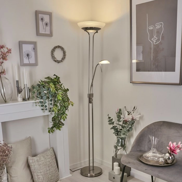 Hofstein Biot Deckenfluter LED Nickel-Matt, 2-flammig – Bild 7