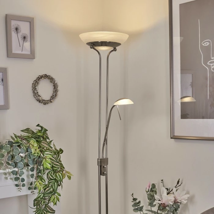 Hofstein Biot Deckenfluter LED Nickel-Matt, 2-flammig – Bild 9