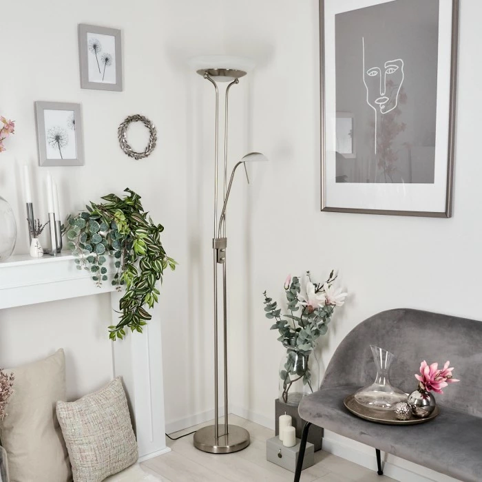 Hofstein Biot Deckenfluter LED Nickel-Matt, 2-flammig – Bild 10