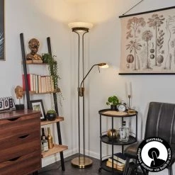 Hofstein Biot Deckenfluter LED Altmessing, 2-flammig