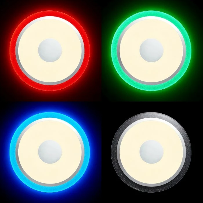 Brilliant Leuchten Brilliant Viktor Deckenleuchte LED Silber, 1-flammig, Fernbedienung, Farbwechsler – Bild 25