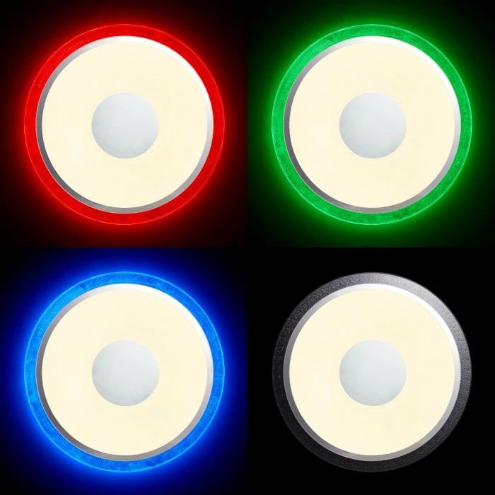 Brilliant Leuchten Brilliant Viktor Deckenleuchte LED Silber, Weiß, 1-flammig, Fernbedienung, Farbwechsler – Bild 8