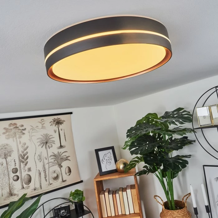 Hofstein Cachalot Deckenleuchte LED Schwarz, Kupferfarben, 1-flammig, Fernbedienung, Farbwechsler – Bild 13