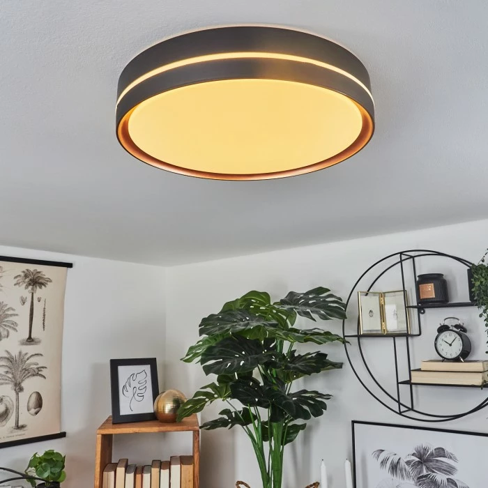 Hofstein Cachalot Deckenleuchte LED Schwarz, Kupferfarben, 1-flammig, Fernbedienung, Farbwechsler – Bild 7