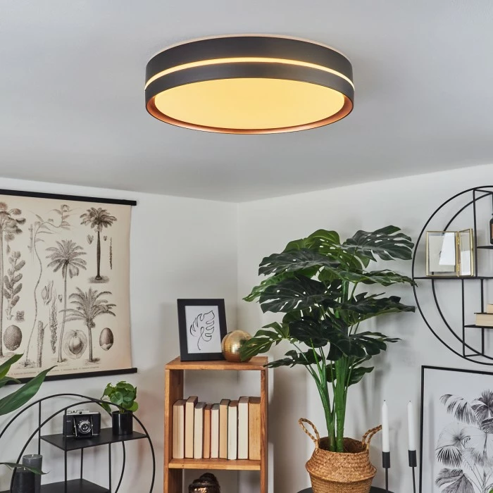 Hofstein Cachalot Deckenleuchte LED Schwarz, Kupferfarben, 1-flammig, Fernbedienung, Farbwechsler – Bild 9