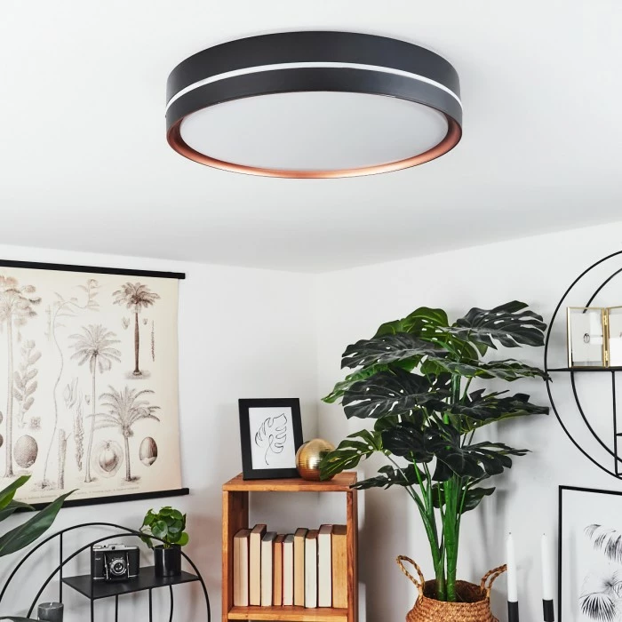 Hofstein Cachalot Deckenleuchte LED Schwarz, Kupferfarben, 1-flammig, Fernbedienung, Farbwechsler – Bild 10