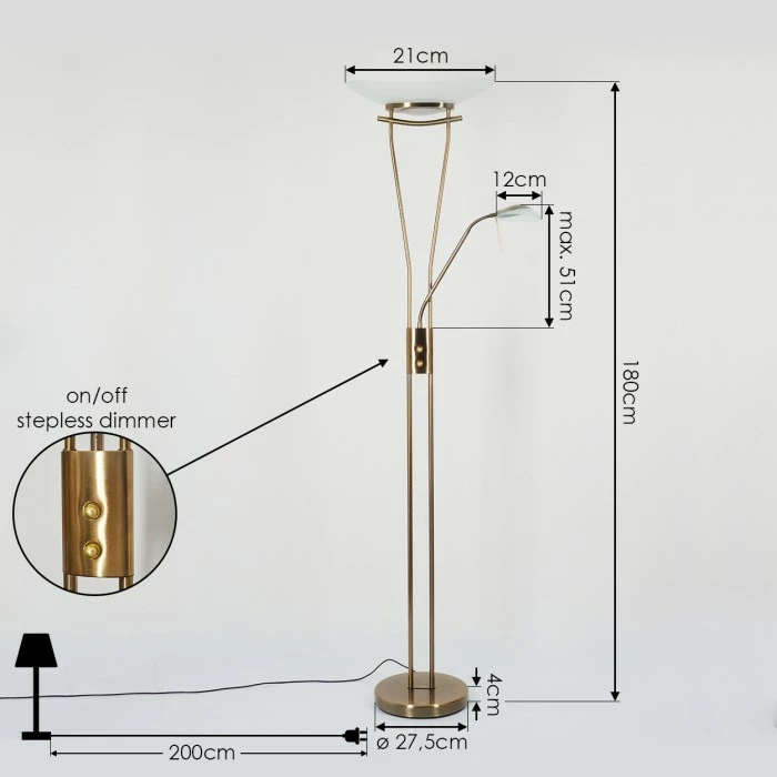 Hofstein Cavate Deckenfluter LED Messing, 2-flammig – Bild 4