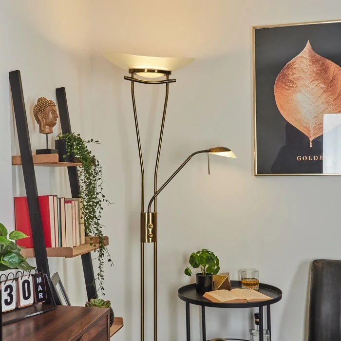 Hofstein Cavate Deckenfluter LED Messing, 2-flammig – Bild 7