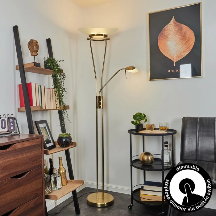 Hofstein Cavate Deckenfluter LED Altmessing, 2-flammig