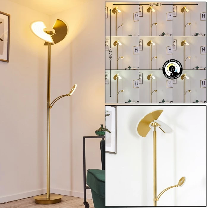 Hofstein Cazis Deckenfluter LED Messing, 2-flammig