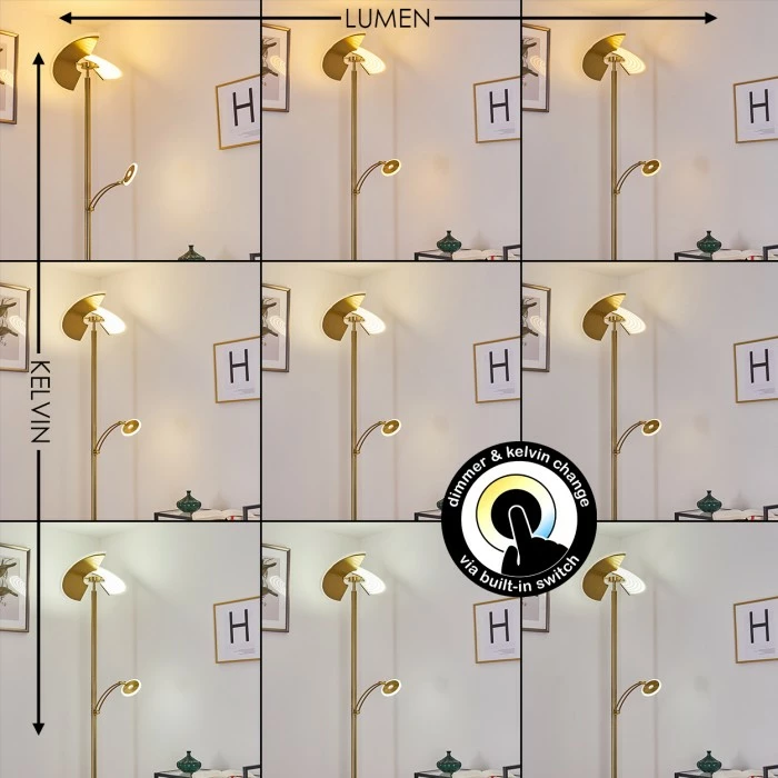 Hofstein Cazis Deckenfluter LED Messing, 2-flammig – Bild 4