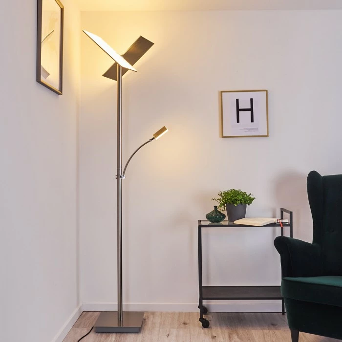 Hofstein Cazis Deckenfluter LED Nickel-Matt, 3-flammig – Bild 14