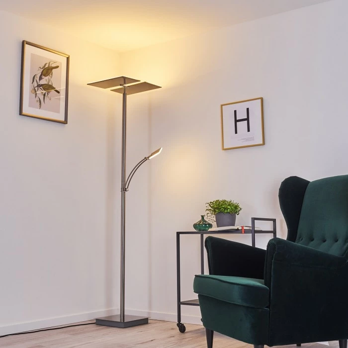 Hofstein Cazis Deckenfluter LED Nickel-Matt, 3-flammig – Bild 3