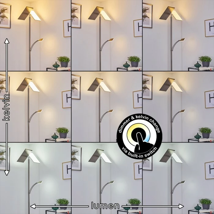 Hofstein Cazis Deckenfluter LED Nickel-Matt, 3-flammig – Bild 4