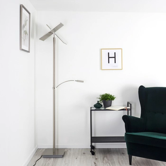 Hofstein Cazis Deckenfluter LED Nickel-Matt, 3-flammig – Bild 9