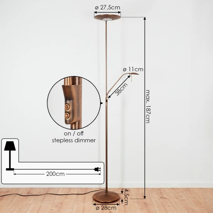 Hofstein Confluencia Deckenfluter LED Bronze, 2-flammig – Bild 4