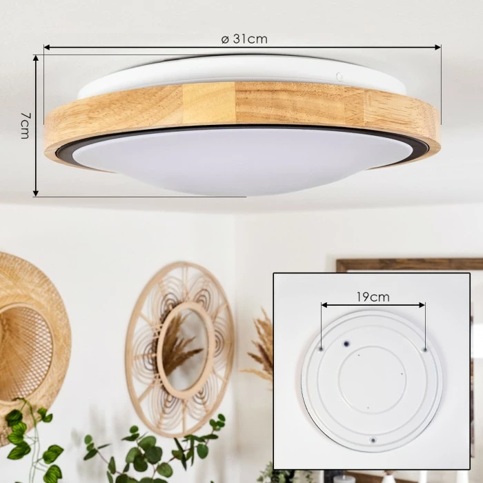 Hofstein Corinto Deckenleuchte LED Schwarz, Naturfarben, 1-flammig – Bild 4