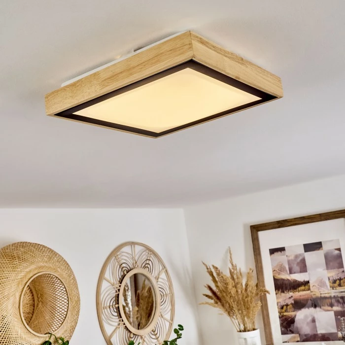 Hofstein Corinto Deckenleuchte LED Schwarz, Naturfarben, 1-flammig