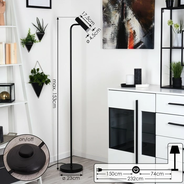 Hofstein Dalheim Stehleuchte LED Schwarz, 1-flammig – Bild 4