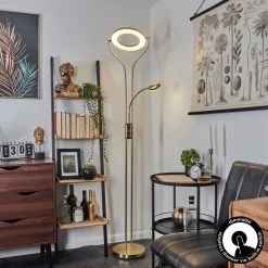 Hofstein Donna Deckenfluter LED Messing, 2-flammig