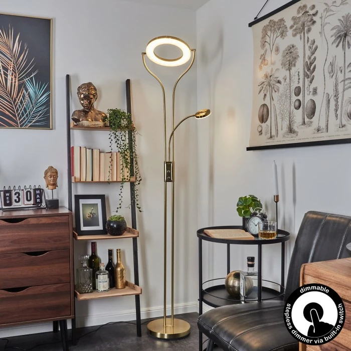 Hofstein Donna Deckenfluter LED Messing, 2-flammig