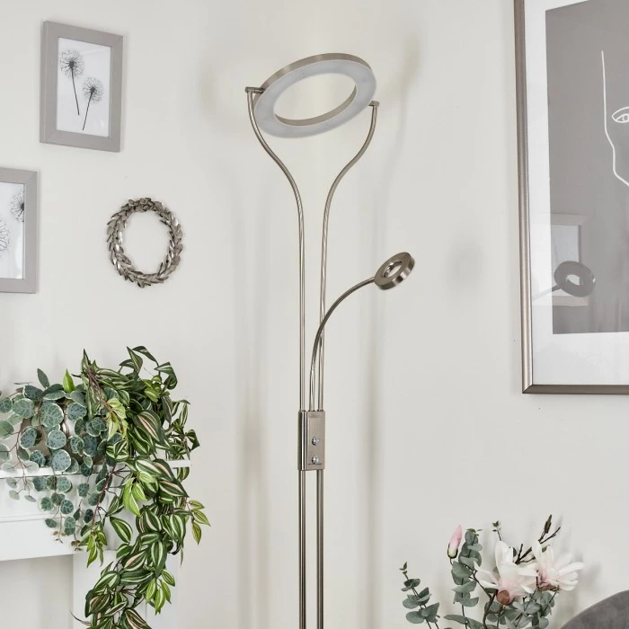 Hofstein Donna Stehleuchte LED Nickel-Matt, 2-flammig – Bild 12
