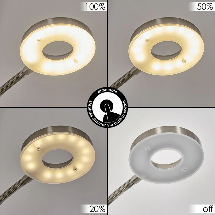 Hofstein Donna Stehleuchte LED Nickel-Matt, 2-flammig – Bild 3