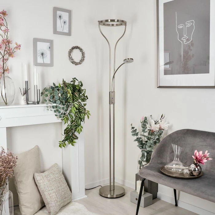 Hofstein Donna Stehleuchte LED Nickel-Matt, 2-flammig – Bild 10