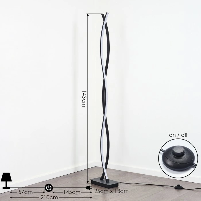 Hofstein Eaglesham Stehleuchte LED Schwarz, 1-flammig – Bild 4