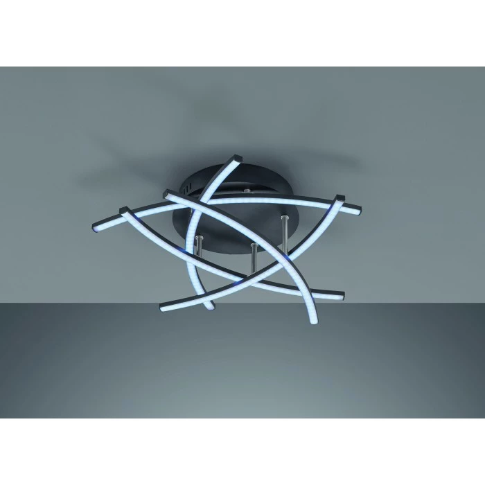 Honsel Leuchten Fischer & Honsel Cross TW Deckenleuchte LED Schwarz, 5-flammig, Fernbedienung