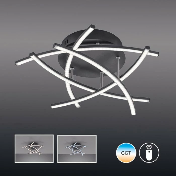 Honsel Leuchten Fischer & Honsel Cross TW Deckenleuchte LED Schwarz, 5-flammig, Fernbedienung – Bild 3