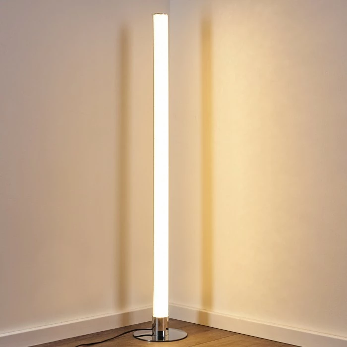 Hofstein Flaut Stehleuchte LED Chrom, 1-flammig, Fernbedienung, Farbwechsler – Bild 12