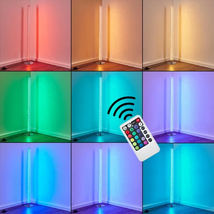 Hofstein Flaut Stehleuchte LED Chrom, 1-flammig, Fernbedienung, Farbwechsler – Bild 3