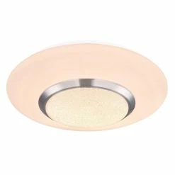 Globo CANDIDA Deckenleuchte LED Nickel-Matt, Wei&szlig;, 1-flammig, Fernbedienung, Farbwechsler