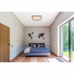 Globo CINDERELLA Deckenpanel LED Wei&szlig;, Holzoptik, 1-flammig