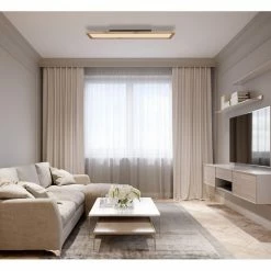 Globo CINDERELLA Deckenpanel LED Wei&szlig;, Holzoptik, 1-flammig