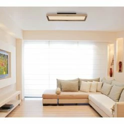 Globo CINDERELLA Deckenpanel LED Wei&szlig;, Holzoptik, 1-flammig