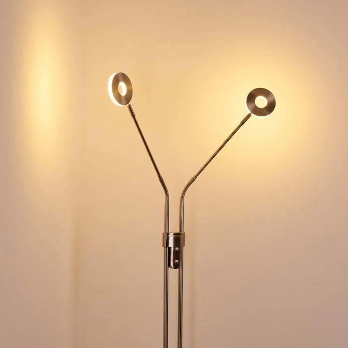 Hofstein Gulkana Stehleuchte LED Nickel-Matt, 2-flammig – Bild 11