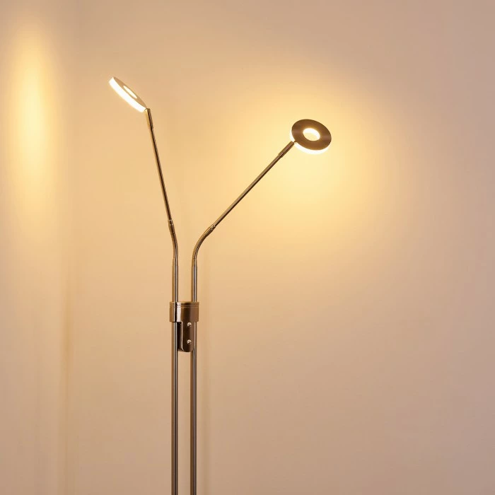 Hofstein Gulkana Stehleuchte LED Nickel-Matt, 2-flammig – Bild 14