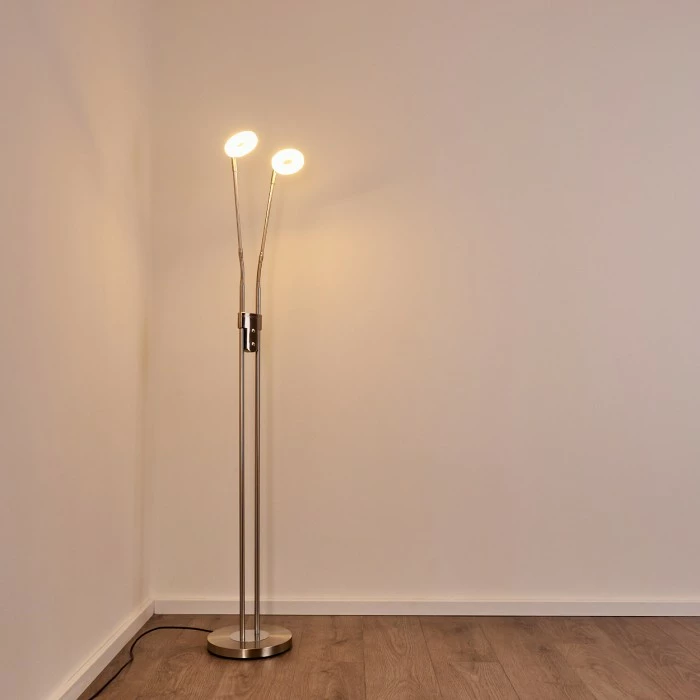 Hofstein Gulkana Stehleuchte LED Nickel-Matt, 2-flammig – Bild 16