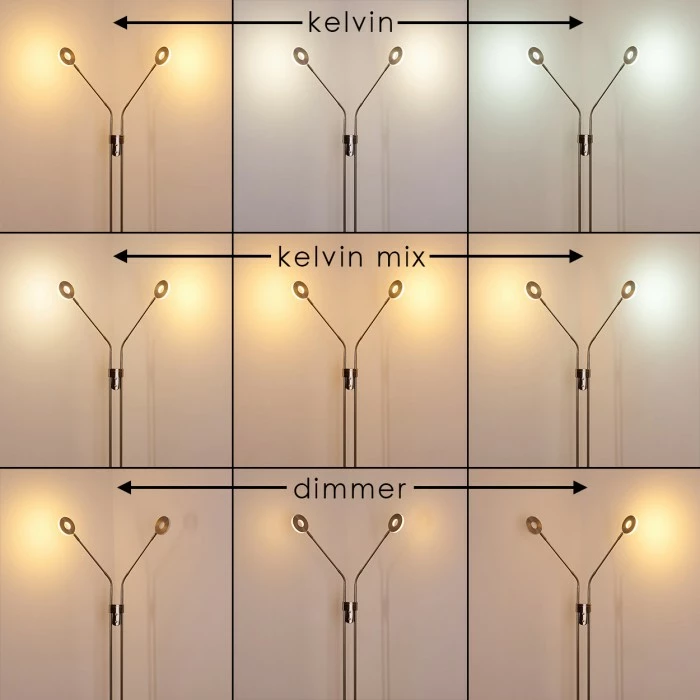 Hofstein Gulkana Stehleuchte LED Nickel-Matt, 2-flammig – Bild 4