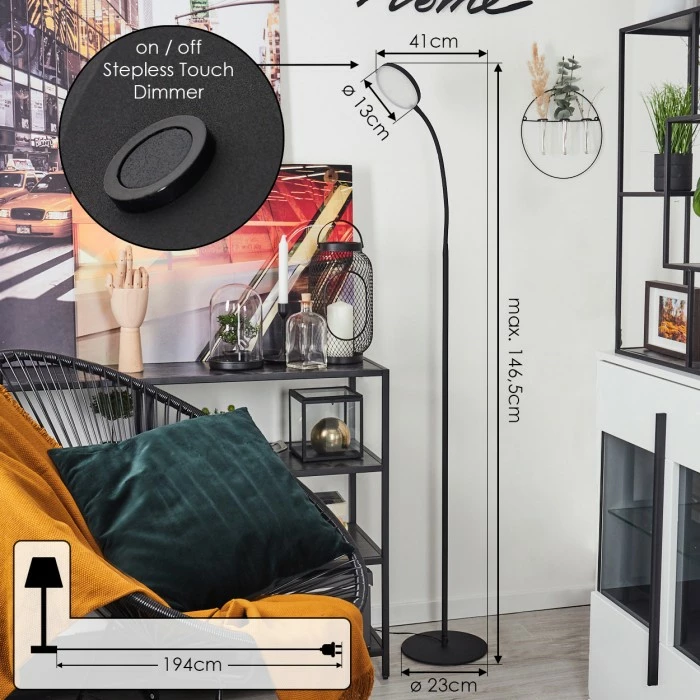 Hofstein Haltia Stehleuchte LED Schwarz, 1-flammig – Bild 4